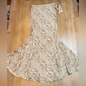Haute Hippie Philips Mermaid Maxi Skirt Snake Print Elastic Tie Waist Band‎ Sz S